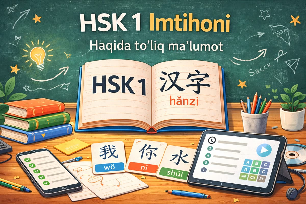 HSK 1 imtihon qo'llanmasi (2026)