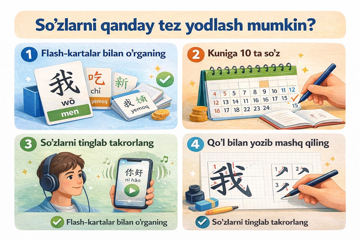 Xitoy tilida so'z yodlash usullari